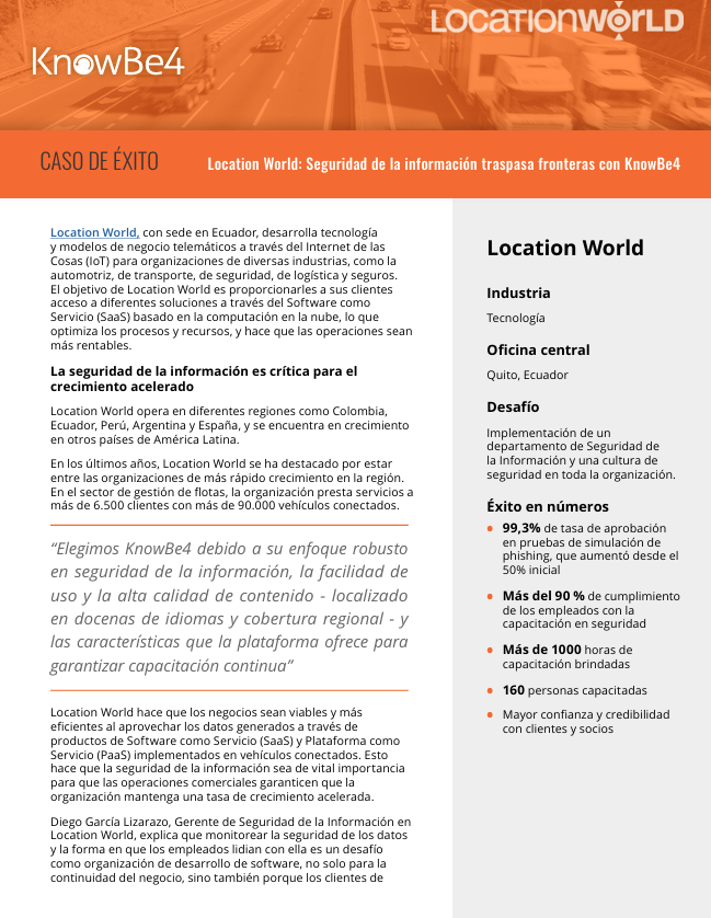 Knowbe4 Topics Location World: Seguridad de la información traspasa fronteras con KnowBe4